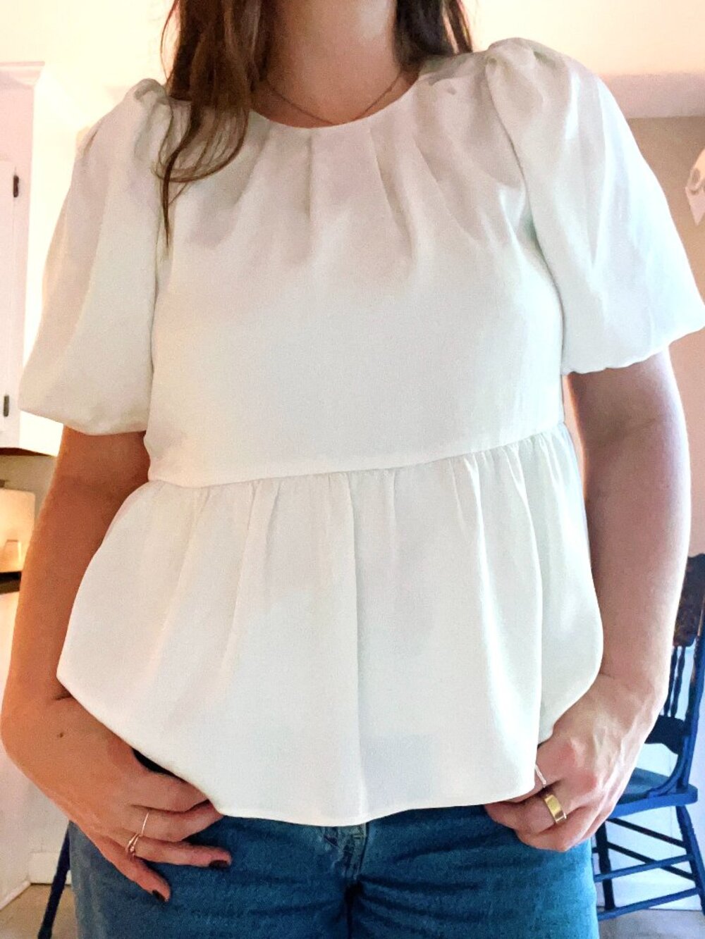 lilly pulitzer white silk puff sleeve blouse